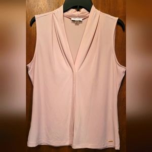 Calvin Klein Pink V Neck Blouse, Size Large